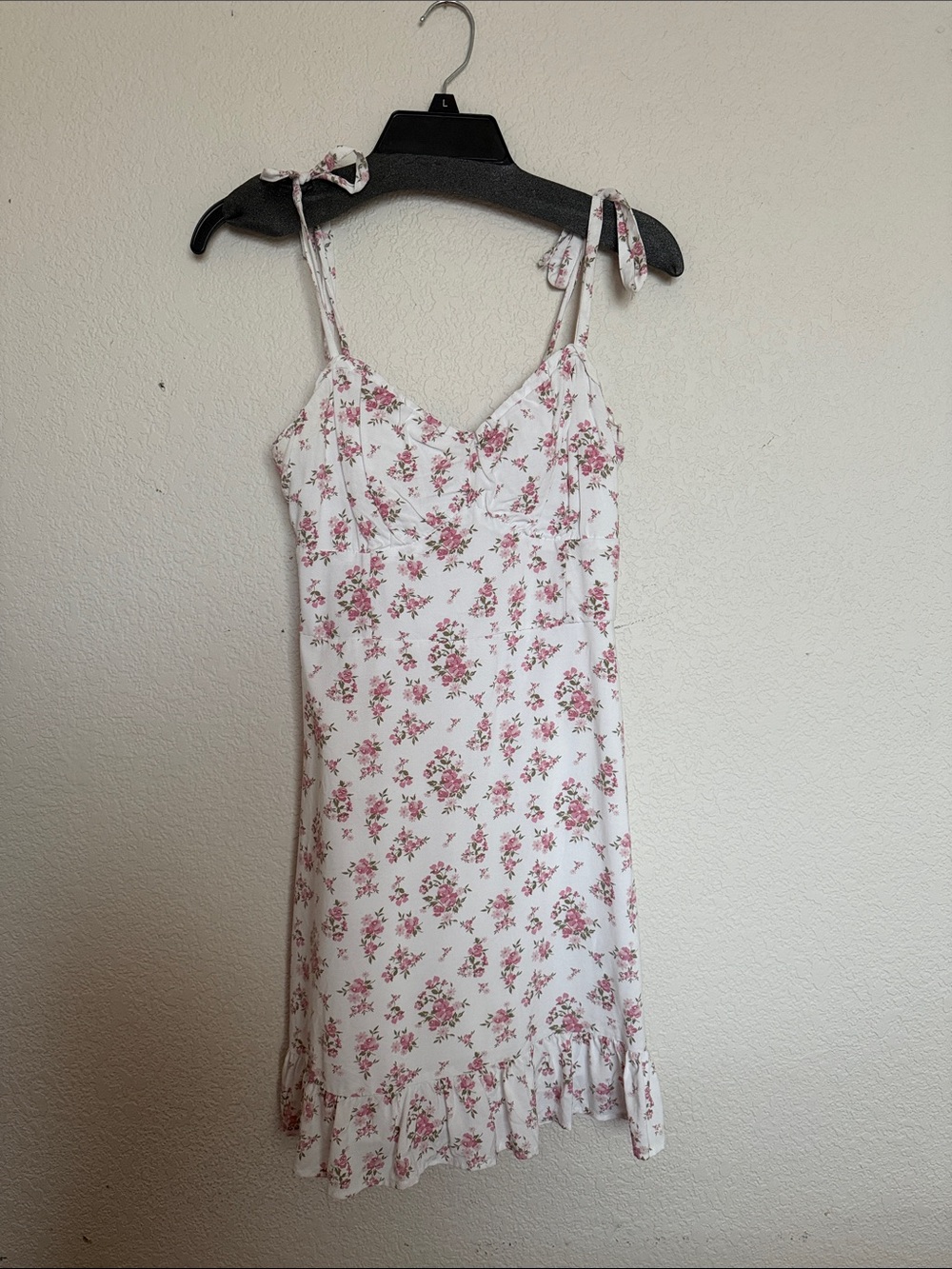 Hollister White Mini Dress with Pink Floral Print